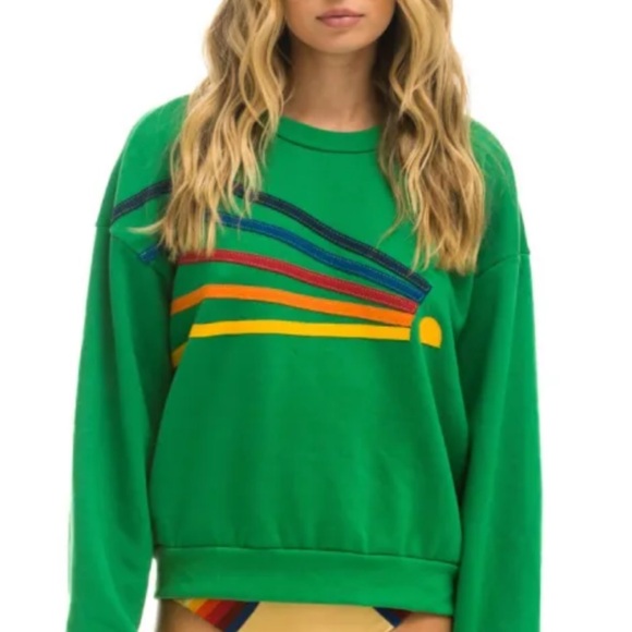 Aviator Nation Tops - Aviator Nation Daydream relaxed crew sweatshirt in Green unisex M